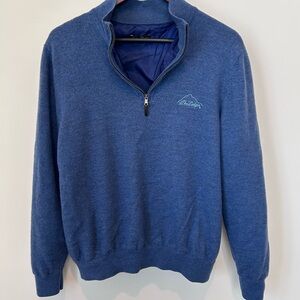 Men's Blue The Ledges Golf Course Zip-Up Sweater 100% Merino Wool With Lining